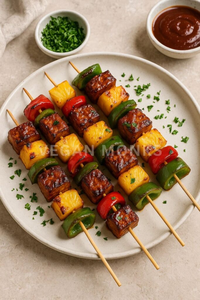 Grilled BBQ Tempeh Skewers vegan