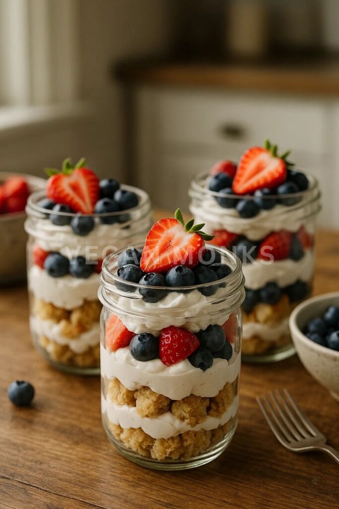 Star-Spangled Vegan Berry Shortcake Cups