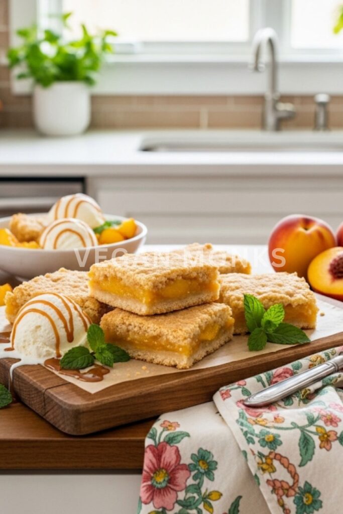 Frozen Peach Cobbler Bars