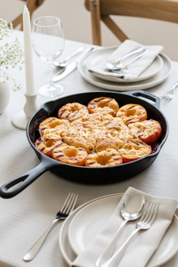Grilled Peach Cobbler Skillet