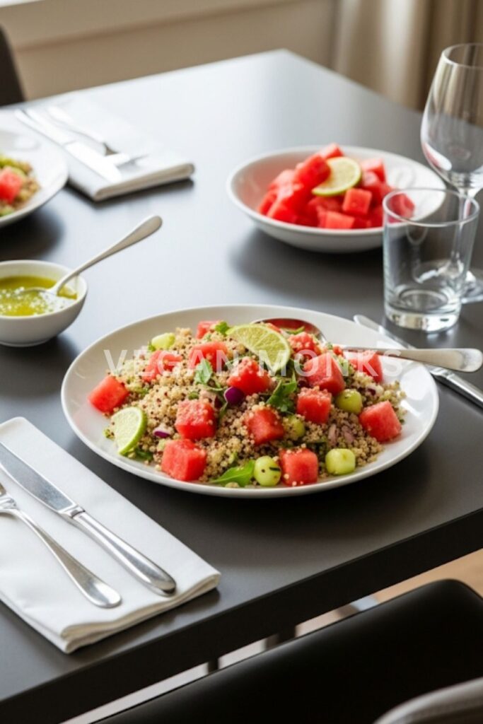 Watermelon Quinoa Power Salad with Lime Dressing